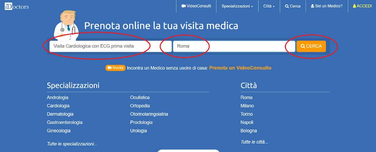 esempio prenotazione visita ambulatoriale iDoctors