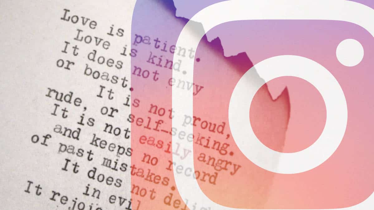 testo e frasi su foglio di carta bruciato con logo di Instagram