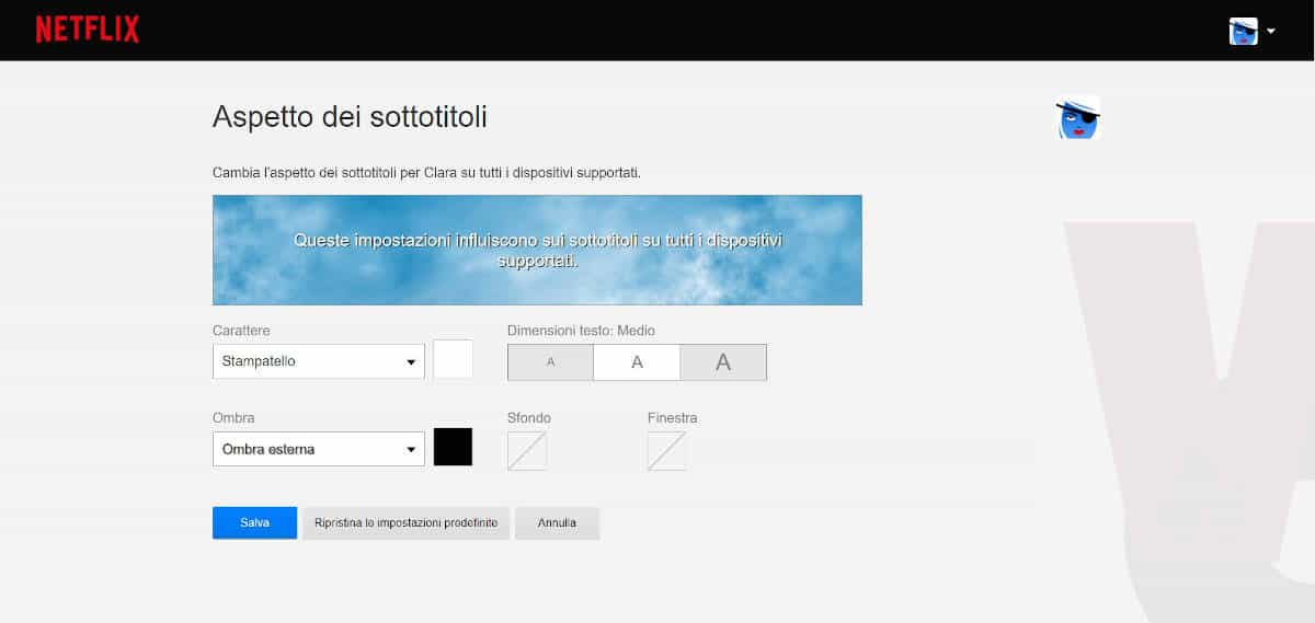 aspetto sottotitoli Netflix