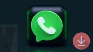 icona di WhatsApp con quella di download di colore rosso su sfondo nero download fallito WhatsApp