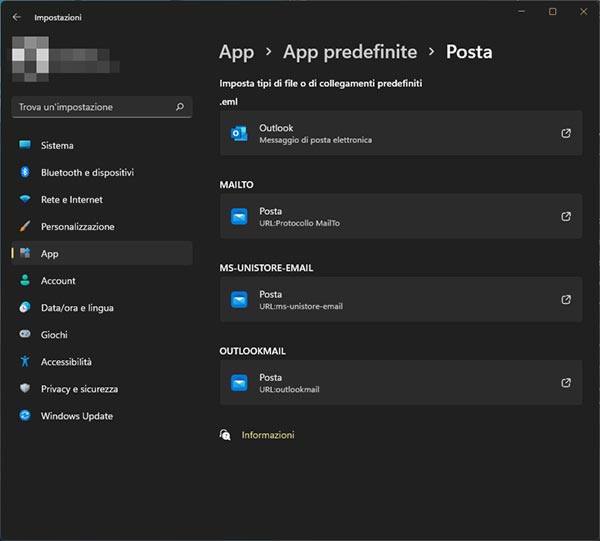 app email predefinita windows 11
