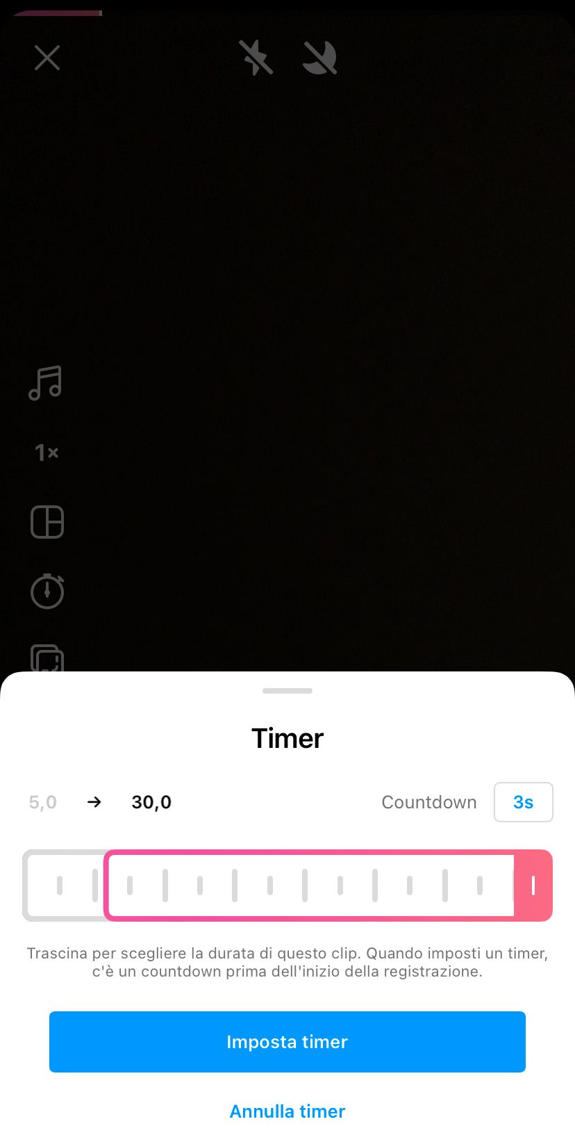 Imposta il timer per aggiungere la musica ai Reel