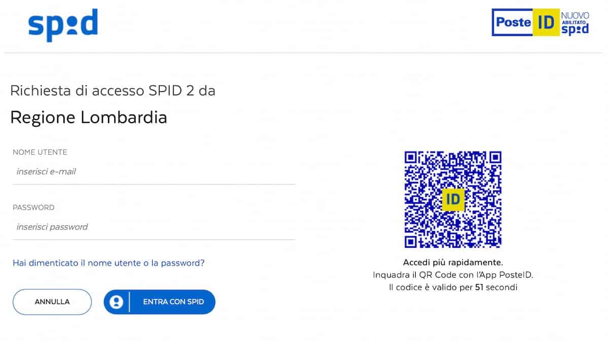 Accesso a Fascicolo con credenziali o con QR Code