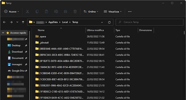cartella app temp cache windows