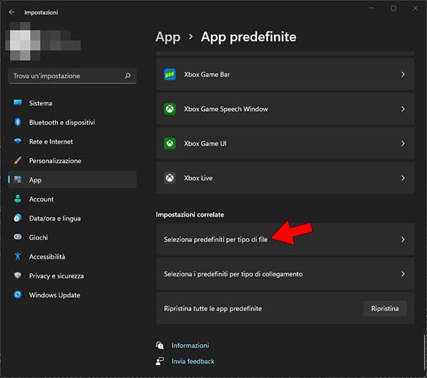 scegli app predefinita windows 11