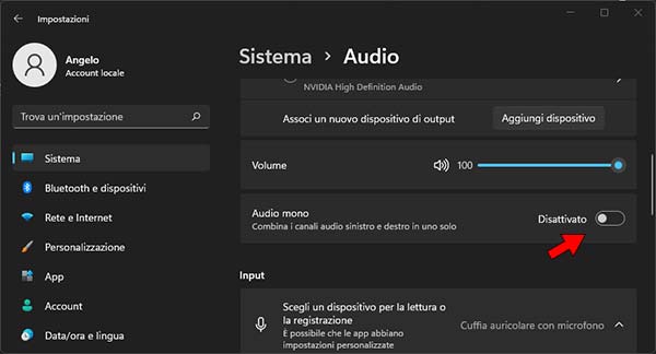 windows 11 audio mono sistema