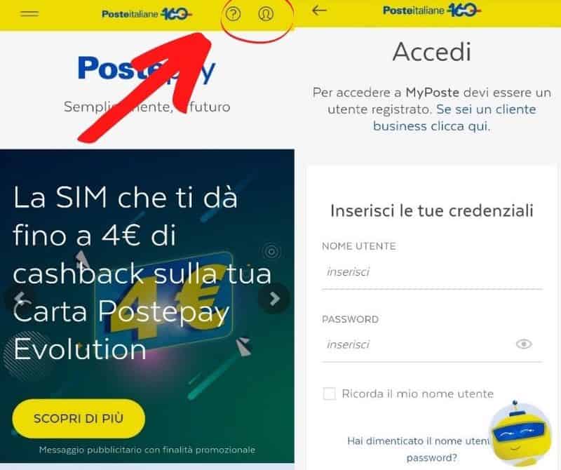 Accedere all'account Postepay