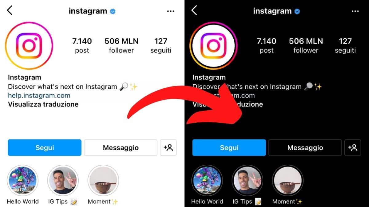 Cambiare tema di Instagram