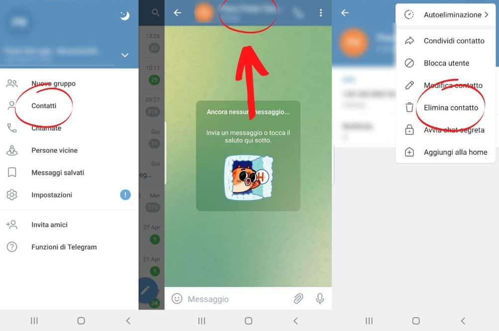 Eliminare contatto Telegram su Android