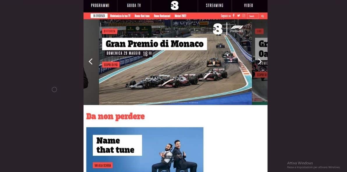 HomePage Formula 1 TV8