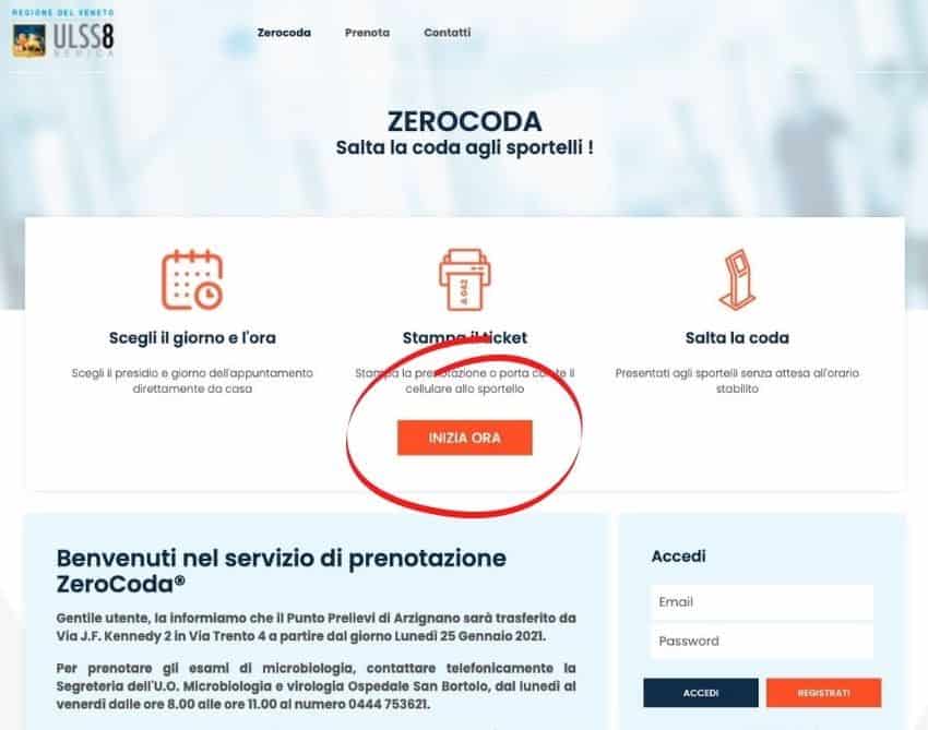 Homepage del servizio Zerocoda.it