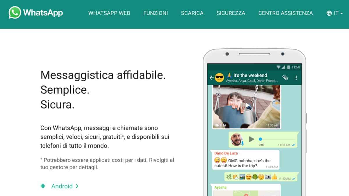 Homepage di Whatsapp Web