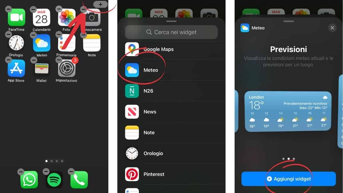Aggiungere widget meteo su Home screen iPhone