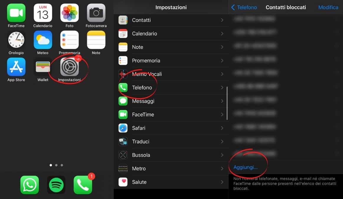 Blocco Contatti su iOS