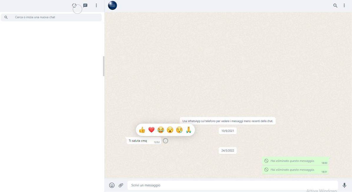 Come mettere like su Whatsapp da Whatsapp Web