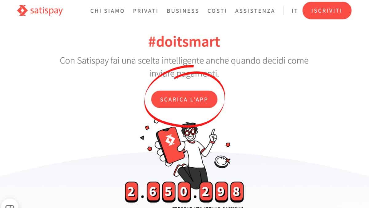 Scaricare app di Satispay dal sito