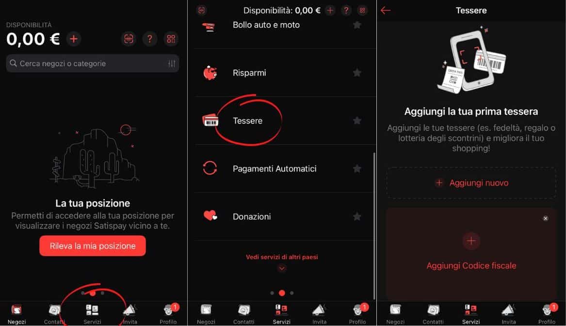 Servizio Tessere su Satispay