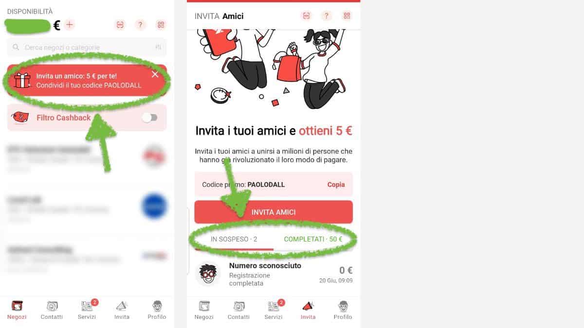 come controllare amici invitati a Satispay