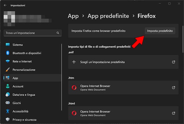mozilla firefox come browser predefinito su windows 11