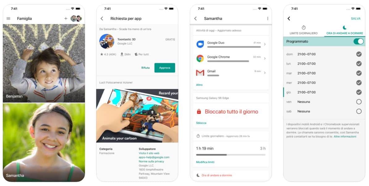 Google Family Link app per controllare telefoni