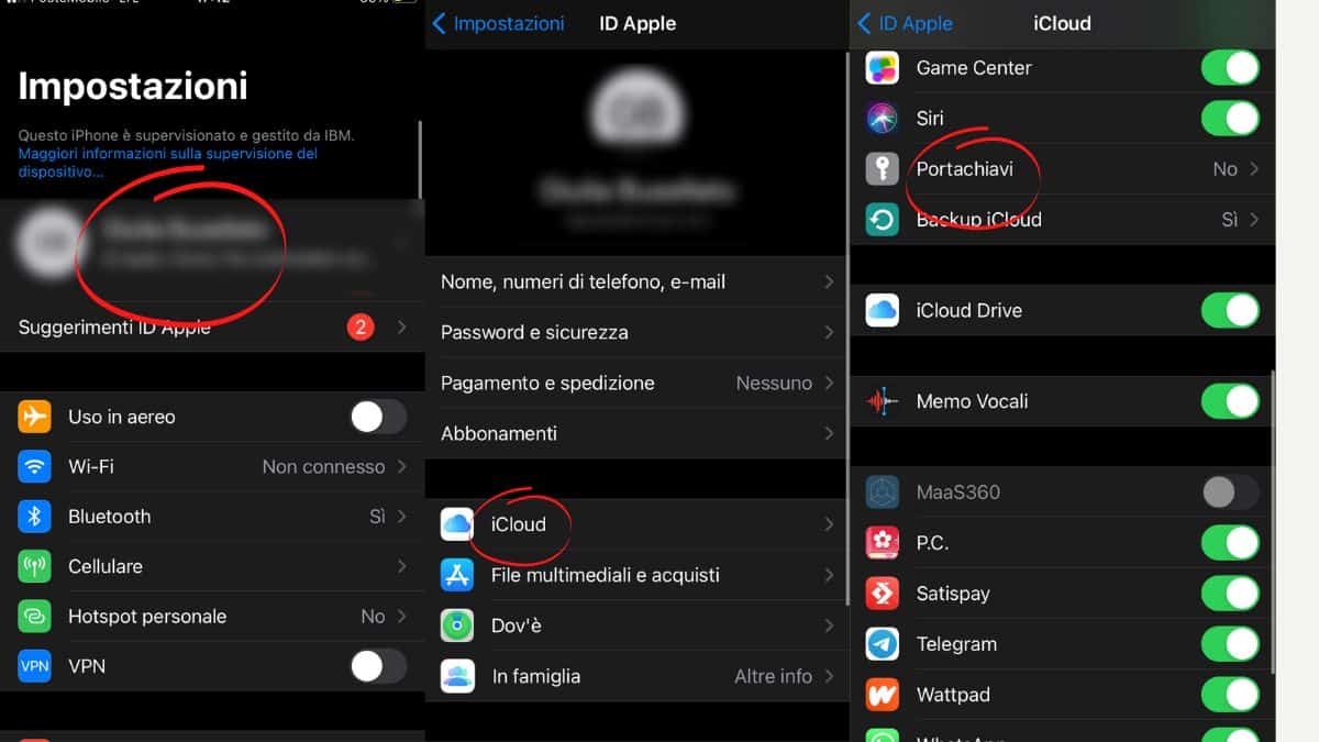 Attivare Portachiavi su iPhone
