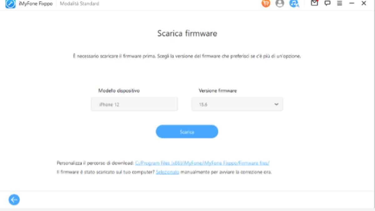 Scarica il firmware da iMyFone Fixppo