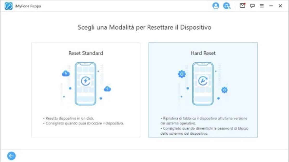 Selezionare Hard Reset su iMyFone Fixppo