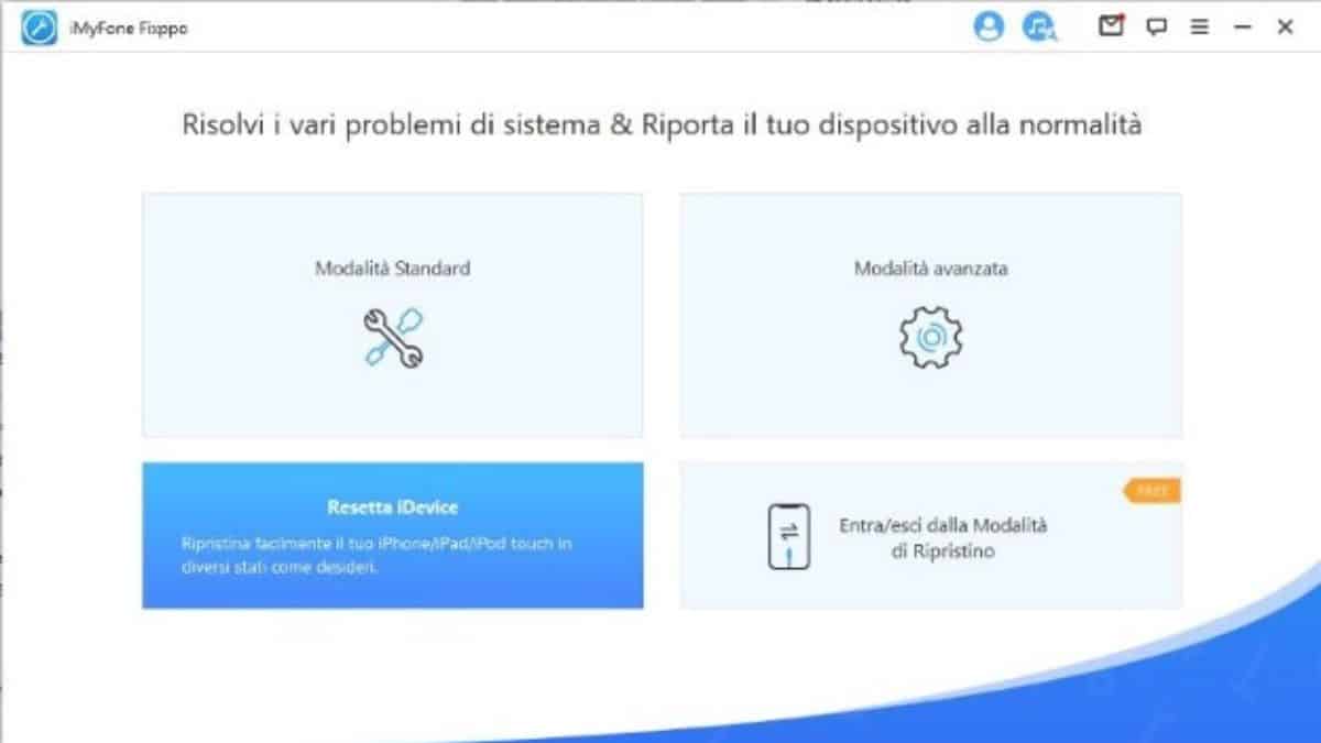 Selezionare Reset My Device su iMyFone Fixppo