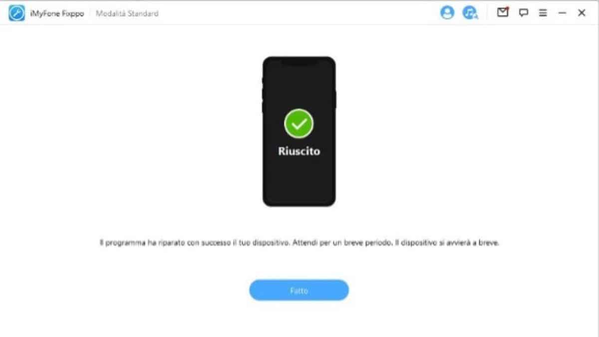 Termine procedimento su iMyFone Fixppo