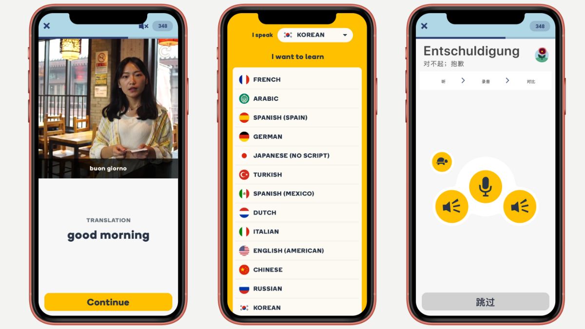 Screenshot di Memrise, app per imparare le lingue