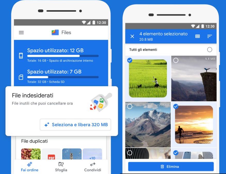 Eliminare file su Files di Google